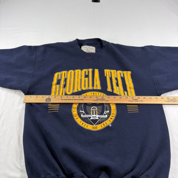 Vintage Georgia Tech Yellow Jackets Sweatshirt Mens M Blue 90s Crew Neck Graphic - Picture 4 of 7